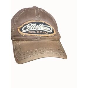 Mathews Solocam Brown Distressed Baseball Cap Hat Adjustable Strap Cotton One S